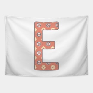 MONOGRAM LETTER E PINK FLORAL TYPOGRAPHY DESIGN Tapestry