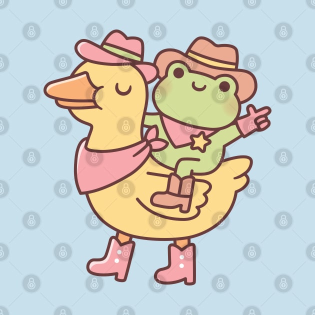 Cute Cowboy Frog Riding Yellow Ducky by rustydoodle