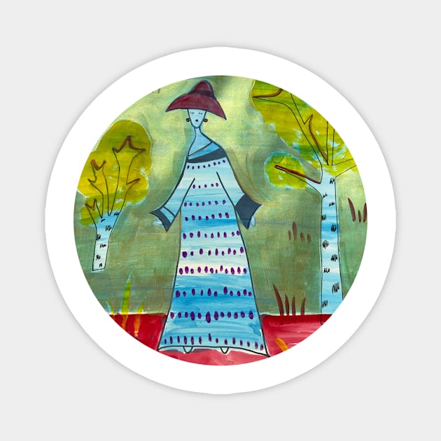 Lady in a hat painting Magnet by Judinart