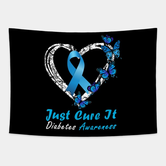 Just Cure It Diabetes Awareness Ribbon Butterfly Tapestry by thuylinh8