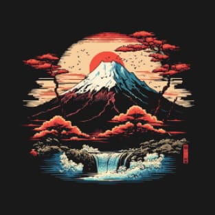 Mount Fuji Pixel Art T-Shirt