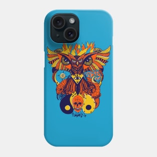 Orange Blue Owl And Ageless Skull Phone Case