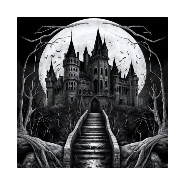 Vintage Castle Horror House Retro by Flowering Away