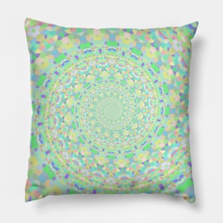 Colorful Trippy Pastel Spiral Mandala Pillow