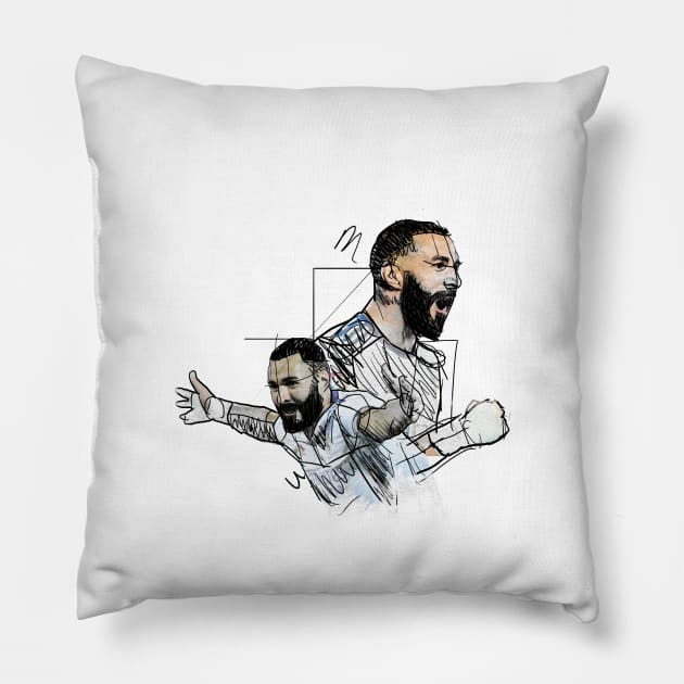 Karim Benzema on Sketch Art Pillow by pentaShop