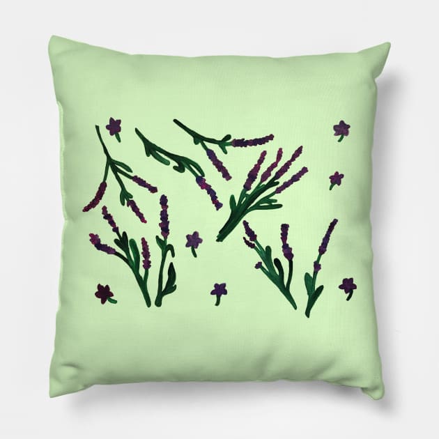 Lavender Flower Pink Background Pillow by Anke Wonder 