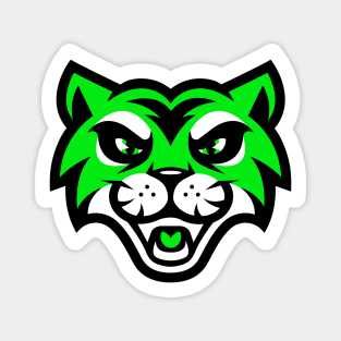 Retro Green Laughing Tiger Sports Mascot T-shirt: Sporty Fun for All Ages! Magnet