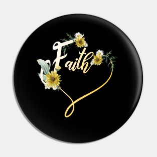 Daisy Sunflower Faith Heart Jesus Lover Gift Pin