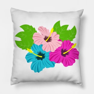 Cheerful Tropical Hibiscus Flowers Pillow