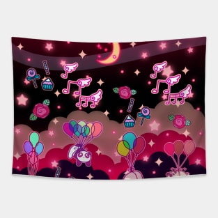 Animals Balloons and Night Sky Tapestry