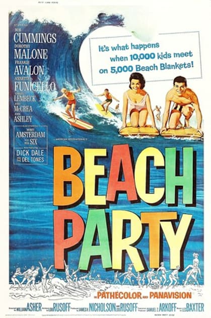 Vintage Movie - Beach Party Poster Kids T-Shirt by Kleiertees