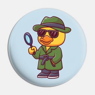 Cute Duck Detective Cartoon Pin