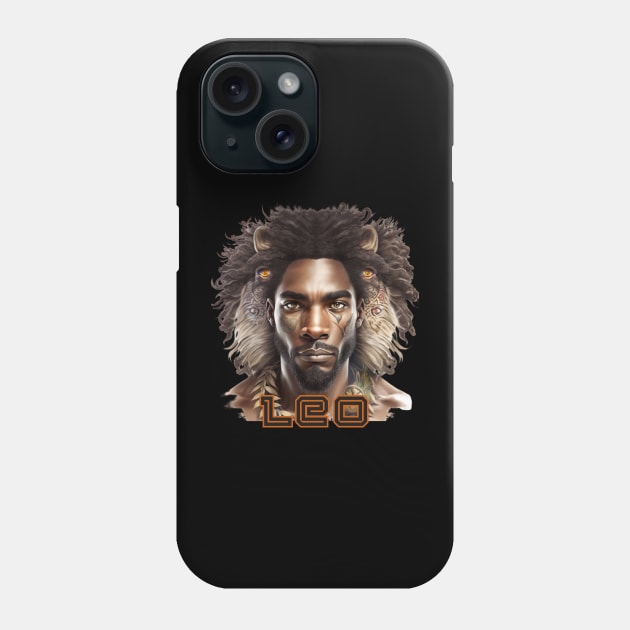 Black Leo Zodiac Sign Man Phone Case by SassyElevate2