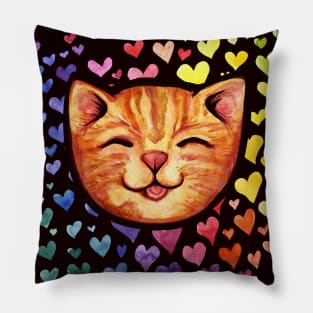 Happy Orange Cat Pillow