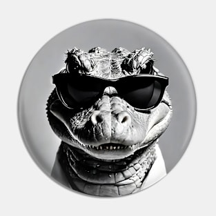 Hungry? - Funny Aligator Wearing Sunglasses Pin