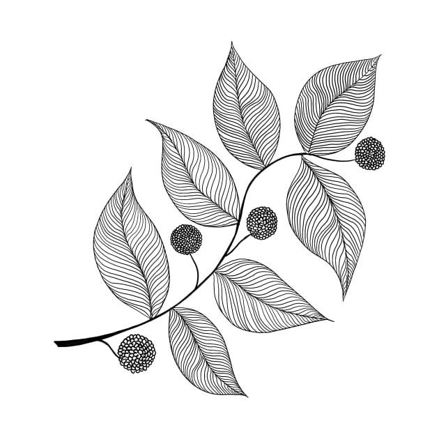 Leaves and Pods in Ink by MamaODea