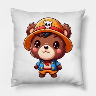 Cute Straw Hat Bear Pirate Kawaii Pillow