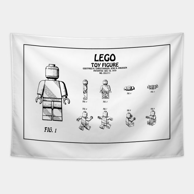 Lego Toy Figurine Patent Drawing - B Tapestry by SPJE Illustration Photography