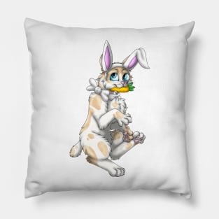 Bobtail BunnyCat: Cream Bicolor (White) Pillow