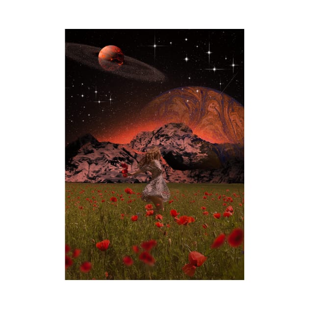 Starry Night Dance: A Girl Twirls Among the Flowers by The Art of Space