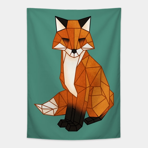 Origami fox Tapestry by rakelittle