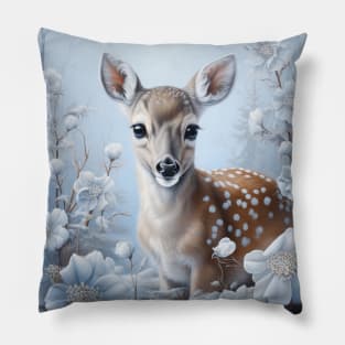 Deer In Forest Pillow