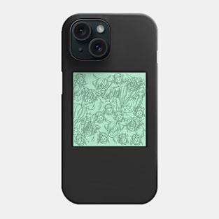 Doodled Highland Cows Pattern Mint Phone Case