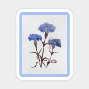 watercolor and sumiE ink cornflowers Magnet