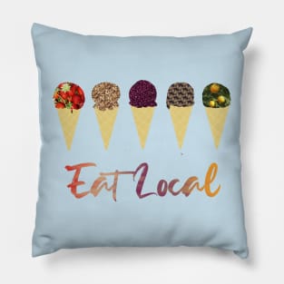 "Eat Local" Ice Cream Cones Pillow