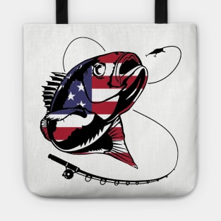 4th of July Fishing American Flag Tote