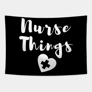 Nurse things in white text with heart Tapestry