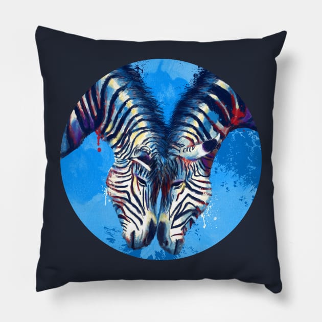 Friendship - Zebra Portraits Pillow by Flo Art Studio