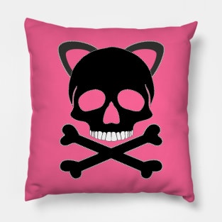 Skull with Cat Ears Pillow