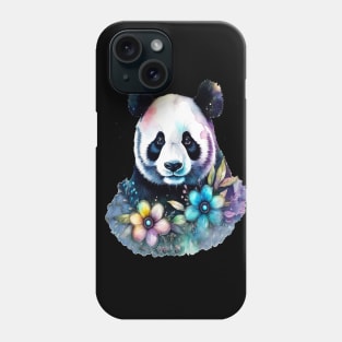 Fantasy, Watercolor, Panda Bear With Flowers and Butterflies Phone Case
