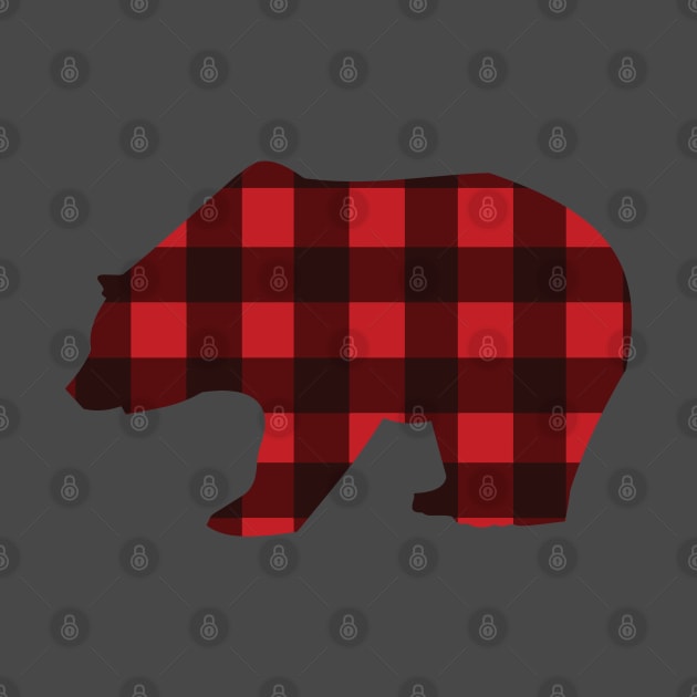 Red and Black Buffalo Plaid Polar Bear by Orchyd