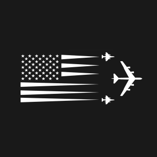 B-52 A-4 Skyhawk  US Flag Contrail T-Shirt