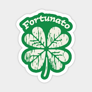 Fortunato Emblem - Distressed Four-Leaf Graphic Design Magnet