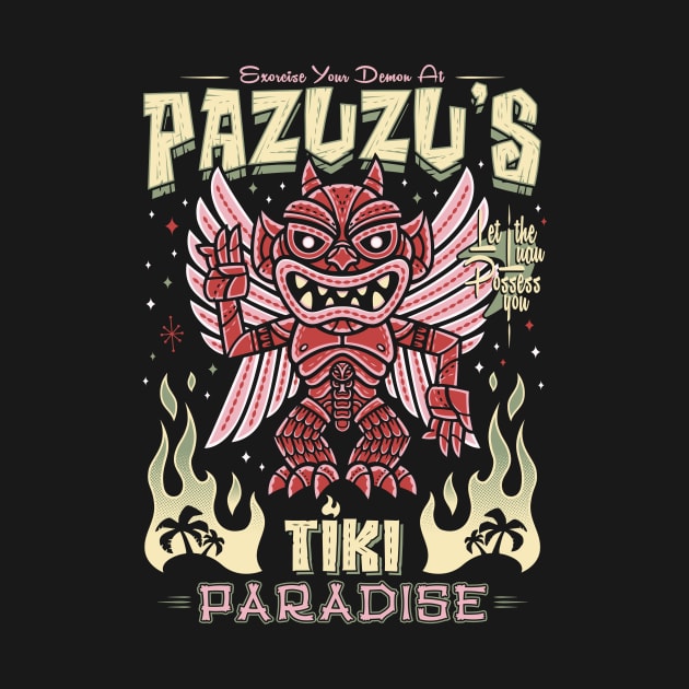 Pazuzu Tiki Bar - Creepy Cute Exorcist Demon - Hawaii Island Vacation by Nemons