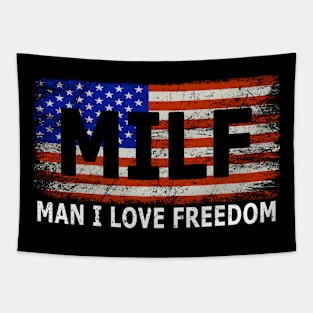 Funny 4th of July Man I Love Freedom Patriotic American Tapestry