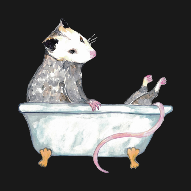 Opossum taking bath watercolor Opossum Taking Bath Watercolor T