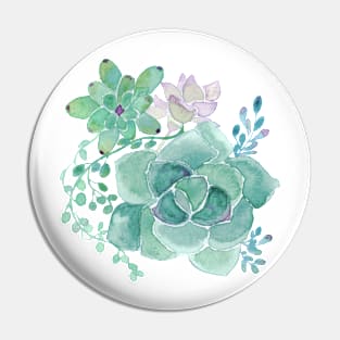 Watercolor Bunch of Succulents Pin