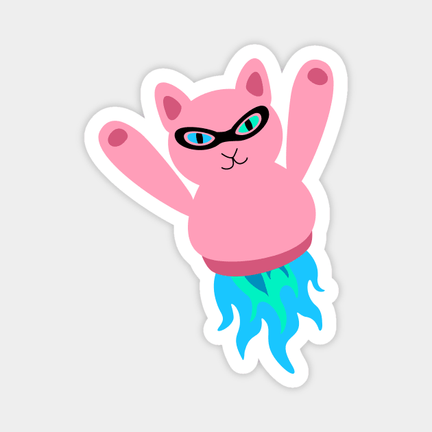 Pink Rocket Cat Magnet by XOOXOO