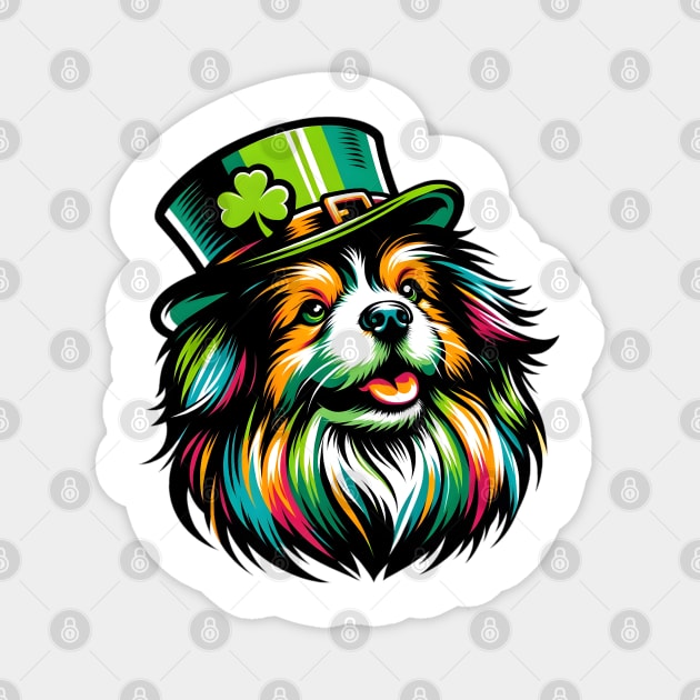 Tibetan Spaniel in Leprechaun Hat: St Patrick's Celebration Magnet by ArtRUs