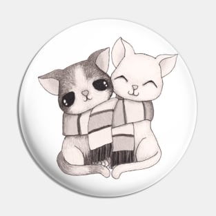 Cats in a scarf Pin