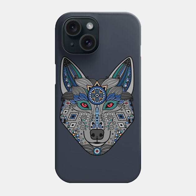 Wolf Head Ornament Phone Case by Mako Design 