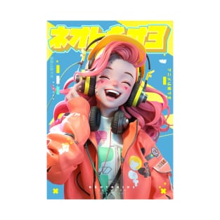 HEADPHONE GAL 1000 - NEOTOKIO3 100%ドPE / GOOD VIBE | Anime Manga Kawaii Anime Girl Pop Art 3D | PROUD OTAKU T-Shirt