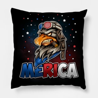 'Merica 4th of July American Funny Bald Eagle Pillow