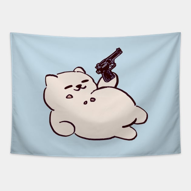 kitty collector tubbs the cat but it has a gun Tapestry by mudwizard
