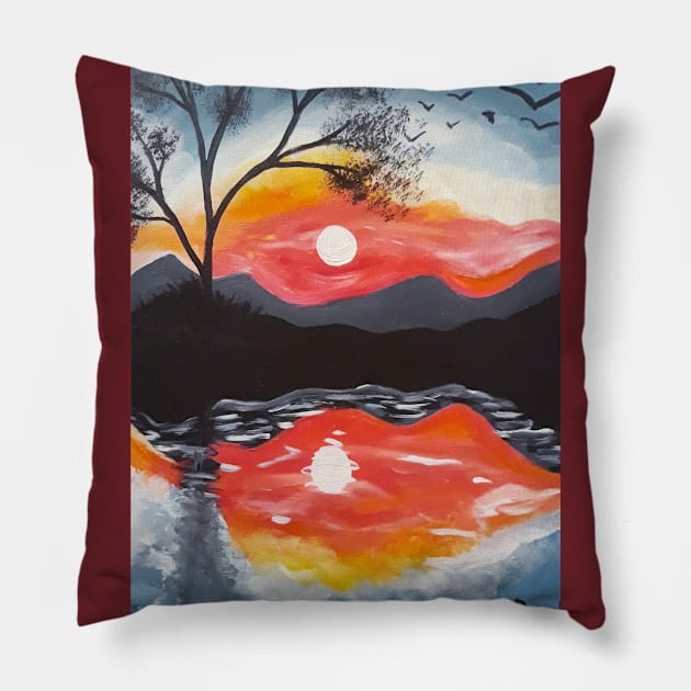 Mountain Sunset Pillow by Oregon333