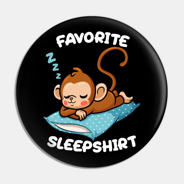 Cute Little Monkey Sleeping Nap Favorite Sleep time Pajama Pin by BadDesignCo